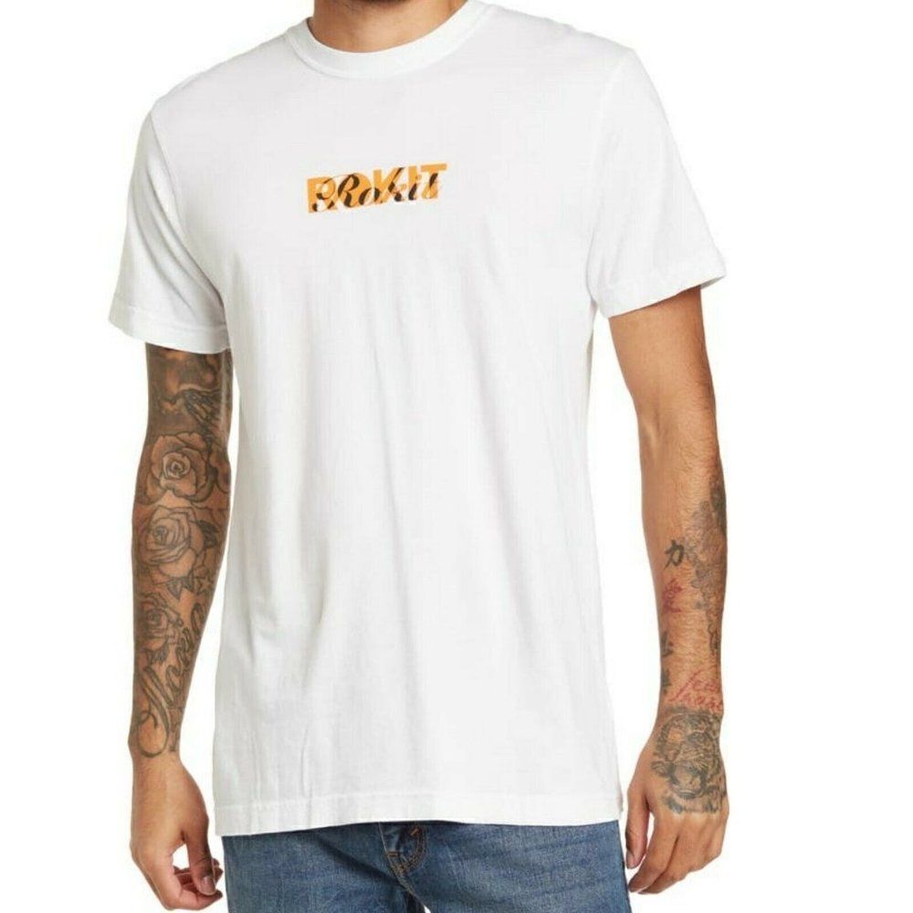 ROKIT Men's Masked Short‎ Sleeve T-Shirt White Jersey Cotton Made in USA - M, XL